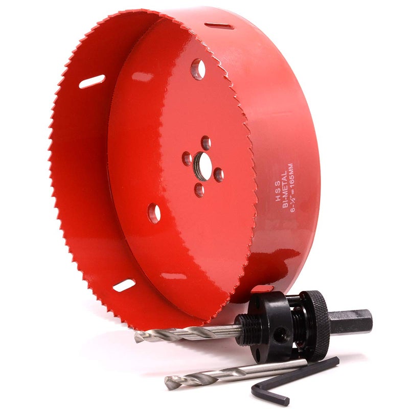 Koopi 6 1/2 inch Hole Saw with Heavy Duty Arbor, 38mm Depth Bi-Metal Hole Cutter, Easily Drilling Wood, Plastic, Plywood, Ceiling, Thin Metal (6.5 in / 165mm Dia) - Image 4